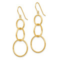 14K Yellow Gold 3 Circle Dangle Wire Earrings - (B41-418)