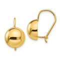 14K Yellow Gold 10.50mm Hollow Half Ball Earrings - (B44-542)