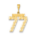 14k Yellow Gold Large Diamond-cut Number 77 Charm Pendant - (A87-440)