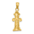 14K Yellow Gold 3-D Fire Hydrant Charm Pendant - (A89-891)