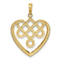 14K Yellow Gold Large Celtic Knot Heart Charm Pendant - (A91-749)