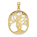 14K Yellow Gold Tree Of Life Celtic Knot In Oval Frame - (A92-402)