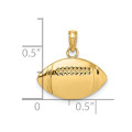 14K Yellow Gold 2-D & Engraveable Football Charm Pendant - (A92-715)