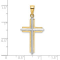 14K Two-tone Gold Polished Cross Charm Pendant - (A94-282)