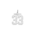 14k White Gold Medium Satin Number 33 Charm Pendant - (A98-757)