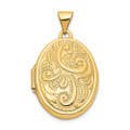 14K Yellow Gold Domed Oval Locket 29x21mm - (A99-792)
