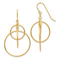 14K Yellow Gold Polished Circles Dangle Earrings - (B42-749)