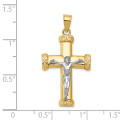 14K Two-tone Gold Crucifix Pendant 34mm length - (A83-925)
