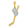 14K Yellow Gold Two-tone Solid Polished Hockey Stick Pendant - (A84-717)