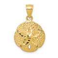 14K Yellow Gold Sand Dollar Pendant 15mm width - (A85-380)