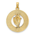 14K Yellow Gold Sarasota Round Frame With Enamel Conch Shell Charm Pendant - (A91-578)