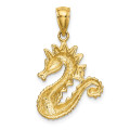 14K Yellow Gold 2-D Seahorse Charm Pendant - (A92-281)