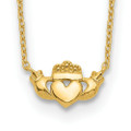 14K Yellow Gold Claddagh Necklace - length: 17" inches - (B22-588)