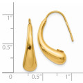 14K Yellow Gold Polished Puffed Teardrop Shepherd Hook Earrings - (B40-926)
