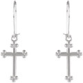 14K White Gold Cross Earrings - (B44-874)