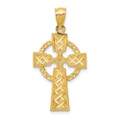 14K Yellow Gold Diamond-cut Celtic Cross Pendant - (A83-296)