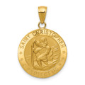 14K Yellow Gold Saint Christopher Medal Pendant 19mm width - (A86-438)