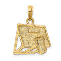 14K Yellow Gold Basketball Hoop Charm Pendant - (A89-271)