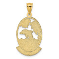14K Yellow Gold Jamaica With Dolphin & Sunset In Frame Charm Pendant - (A91-332)