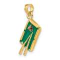 14K Yellow Gold With Green Enamel 3-D Pool Table Charm Pendant - (A91-451)