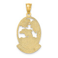 14K Yellow Gold Puerto Rico With Dolphin & Sunset In Frame Charm Pendant - (A91-670)