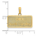 14K Yellow Gold OBX North Carolina License Plate Charm Pendant - (A93-143)
