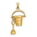 14K Yellow Gold Cape COD Bucket With Shovel Charm Pendant - (A93-433)