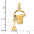 14K Yellow Gold Key West Pail and Shovel Pendant - (A93-768)