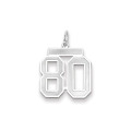 14k White Gold Medium Satin Number 80 Charm Pendant - (A98-675)