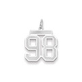 14k White Gold Medium Satin Number 98 Charm Pendant - (A98-755)