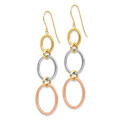 14K Tri-Color Gold Triple Circle Dangle Earrings - (B42-337)
