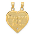 14K Yellow Gold Reversible Forever and Ever Break-apart Heart Pendant - (A83-444)