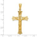 14K Yellow Gold Polished Satin and Diamond-cut Crucifix Pendant 49.5mm length - (A85-872)