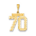 14k Yellow Gold Large Diamond-cut Number 70 Charm Pendant - (A87-642)