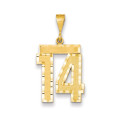 14k Yellow Gold Large Diamond-cut Number 14 Charm Pendant - (A87-656)