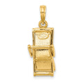 14K Yellow Gold 3-D Moveable Multi-color Beach Lounge Chair Charm Pendant - (A91-259)