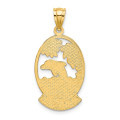 14K Yellow Gold Hawaii With Dolphins In Waves Charm Pendant - (A92-110)
