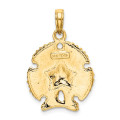 14K Yellow Gold Textured Sand Dollar Charm Pendant - (A92-371)