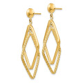 14K Yellow Gold Polished & Patterned Diamond Shaped Post Earrings - (B41-583)