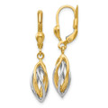 14K Two-tone Gold Polished Dangle Leverback Earrings - (B42-204)