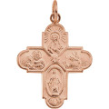 14K Rose Gold 24.5x21.5mm Four-Way Cross Medal - (B14-917)