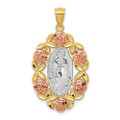 14k Two Tone Gold White Rhodium Our Lady of Guadalupe Pendant - (A86-297)