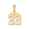 14k Yellow Gold Medium Polished Number 33 Charm - (A88-187)