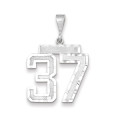 14k White Gold Large Diamond-cut Number 37 Charm Pendant - (A98-449)