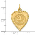 14K Yellow Gold Happy 20th Anniversary Charm Pendant - (A98-713)