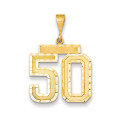 14k Yellow Gold Large Diamond-cut Number 50 Charm Pendant - (A87-700)