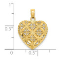 14K Yellow Gold Polished 3-D Heart Pendant - (A90-709)