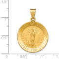 14K Yellow Gold Polished and Satin Our Lady of Guadalupe Medal Pendant 22mm width - (B11-121)