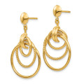 14K Yellow Gold Polished & Twisted 3 Circle Fancy Post Earrings - (B36-767)