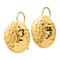 14K Yellow Gold Hammered Circle Earrings - (B42-163)